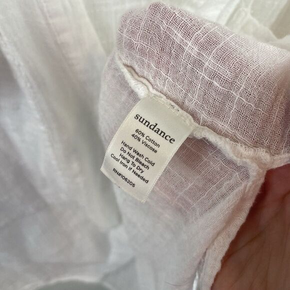 Sundance White Cotton Guaze Viscose Beachy Top Size Large - Picture 4 of 8